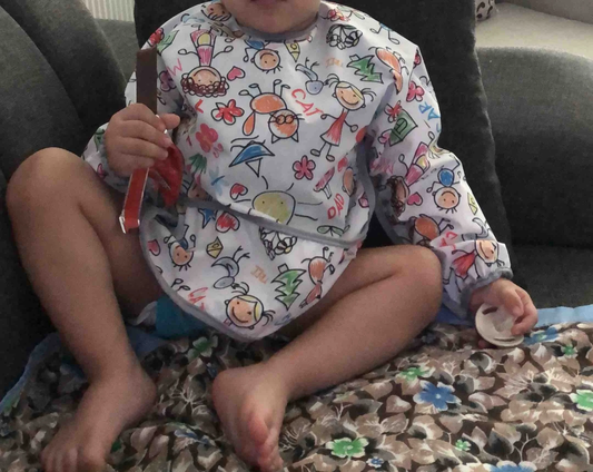 Family, Sıvı Geçirmeyen, Uzun Kollu, Cepli, Cırtlı Mama Önlüğü, Önlük, Çok Amaçlı Beslenme Önlüğü