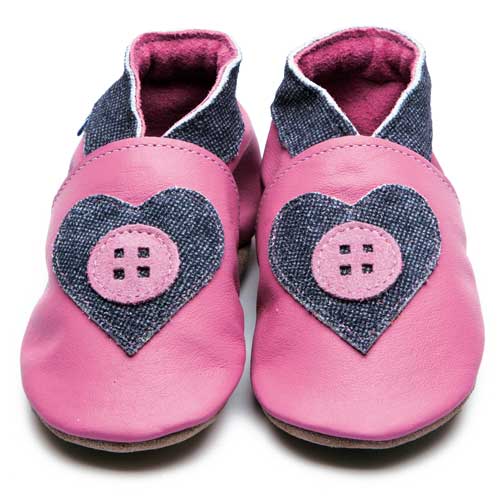 2554,Esme Rose Pink İnch Blue %100 Hakiki Deri, El Yapımı Bebek Çocuk Patik