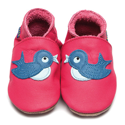 2887, Blue Bird Fuchsia İnch Blue %100 Hakiki Deri, El Yapımı Bebek Çocuk Patik