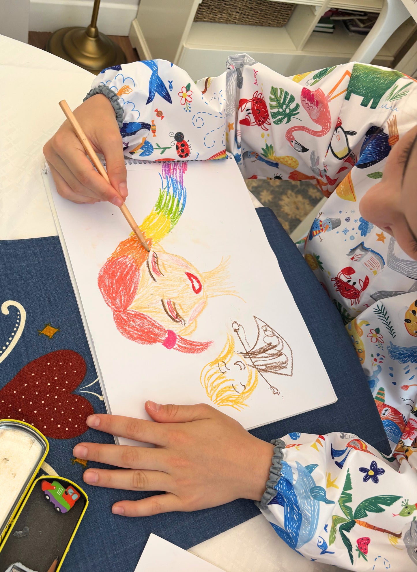 7-11 Yaş, Jungle, Sıvı Geçirmez, Ekstra Büyük Kalıp, Cırtlı, Uzun Kollu Çocuk Faaliyet Aktivite Boyama Önlüğü