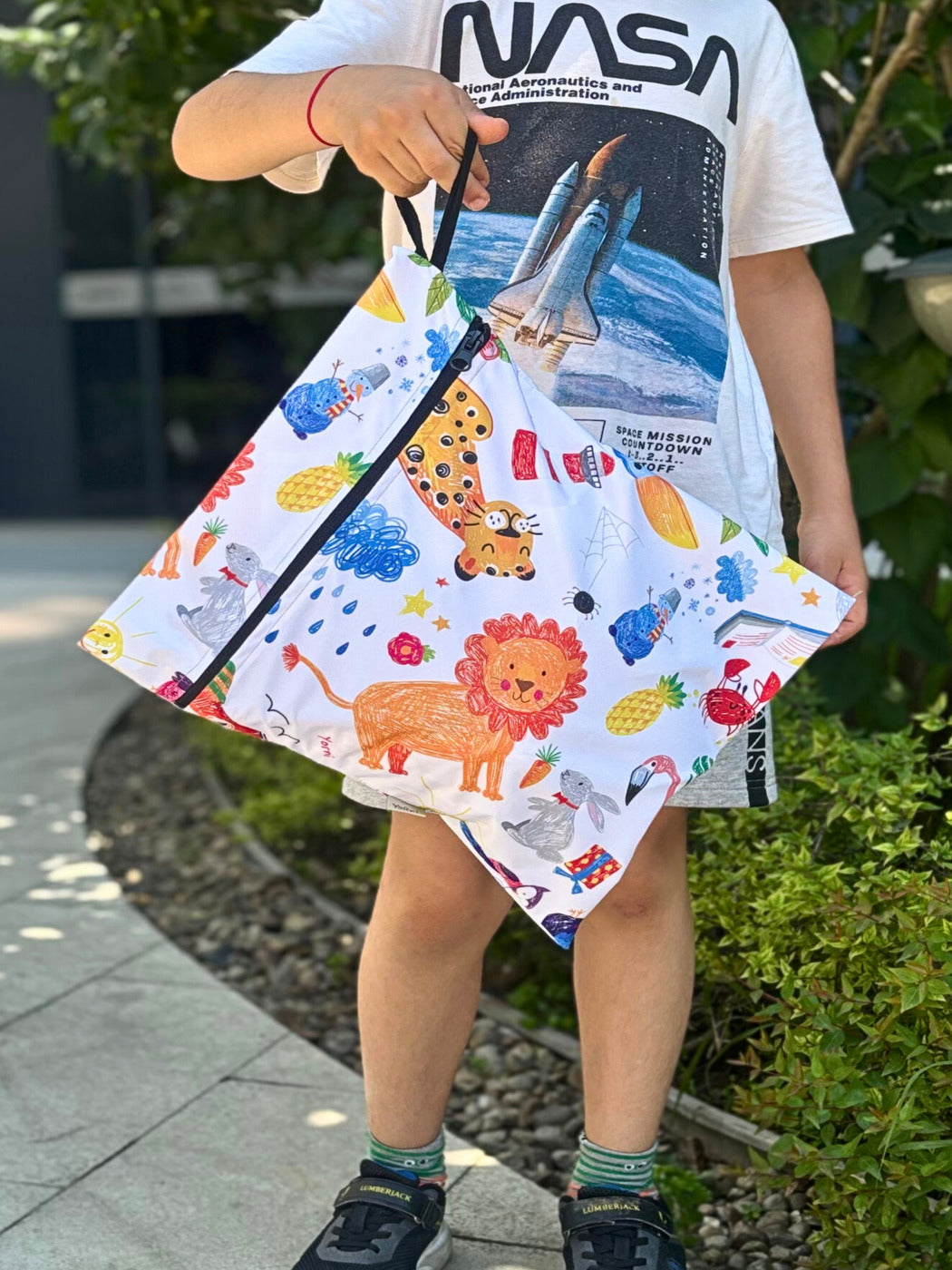 Jungle, Sıvı Geçirmeyen, Islak/Kuru Çok Amaçlı Çanta, Fermuarlı, Makinede Yıkanabilir, Islak Mayo, Kirli Kıyafet, Organizer vs için