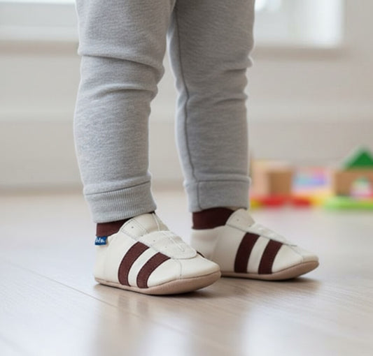 1097,Sports Cream  İnch Blue %100 Hakiki Deri, El Yapımı Bebek Çocuk Patik