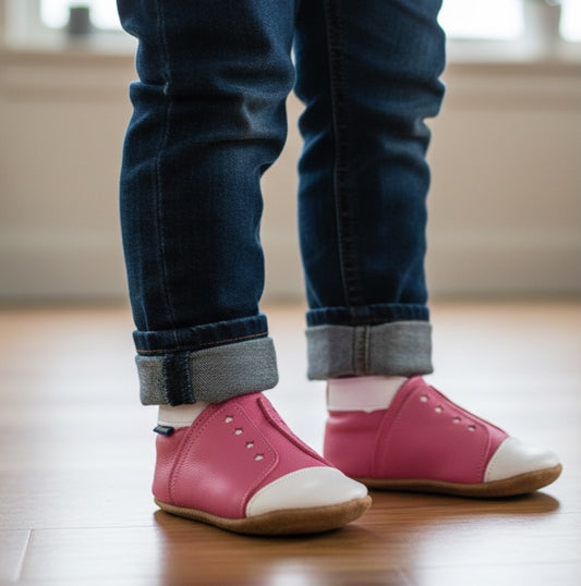 1509,Sneaker Rose Pink İnch Blue %100 Hakiki Deri, El Yapımı Bebek Çocuk Patik