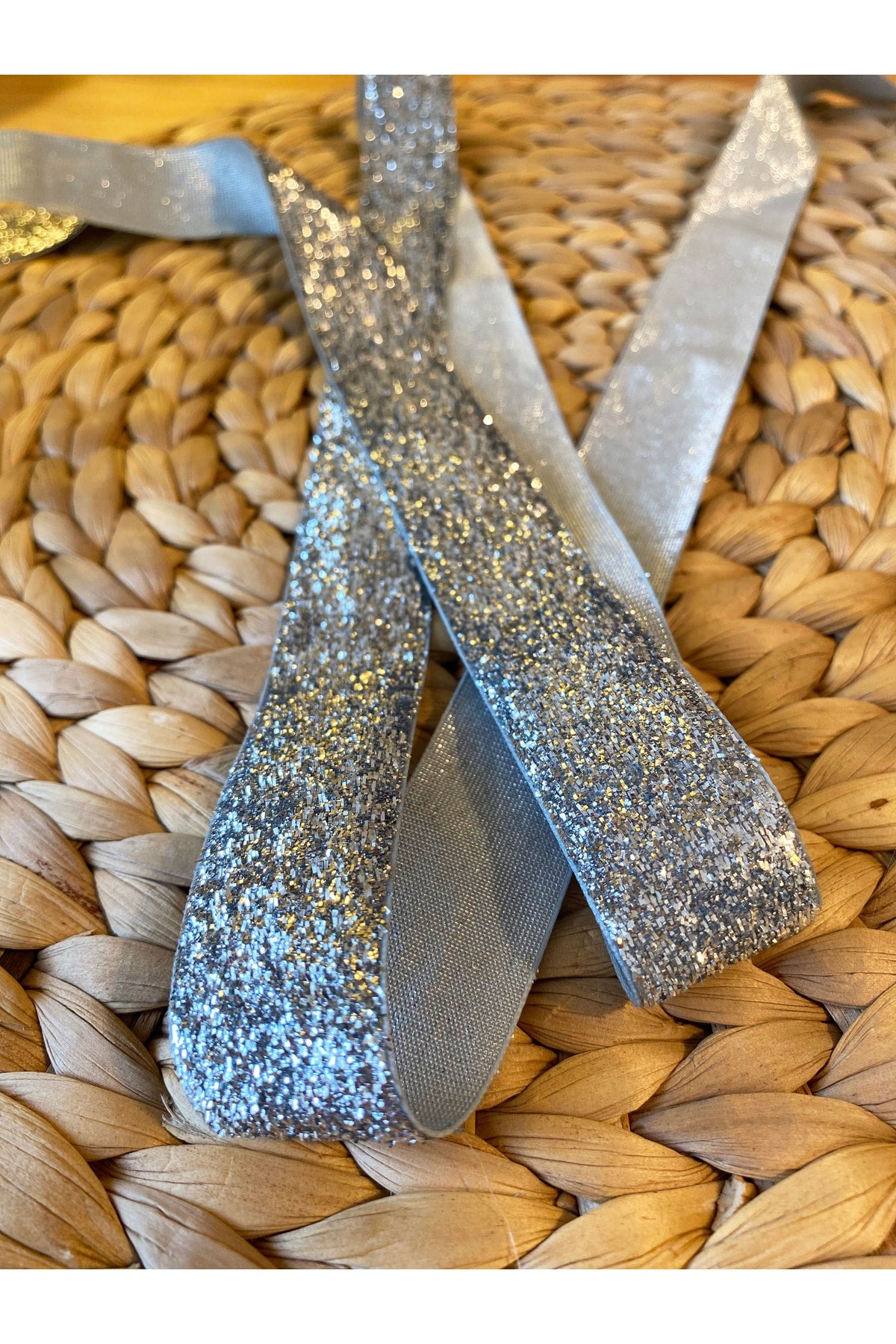 Baby Fehn, Metalik Gri Sim Efektli 2,5 cm Kurdela 1 Metre 72163