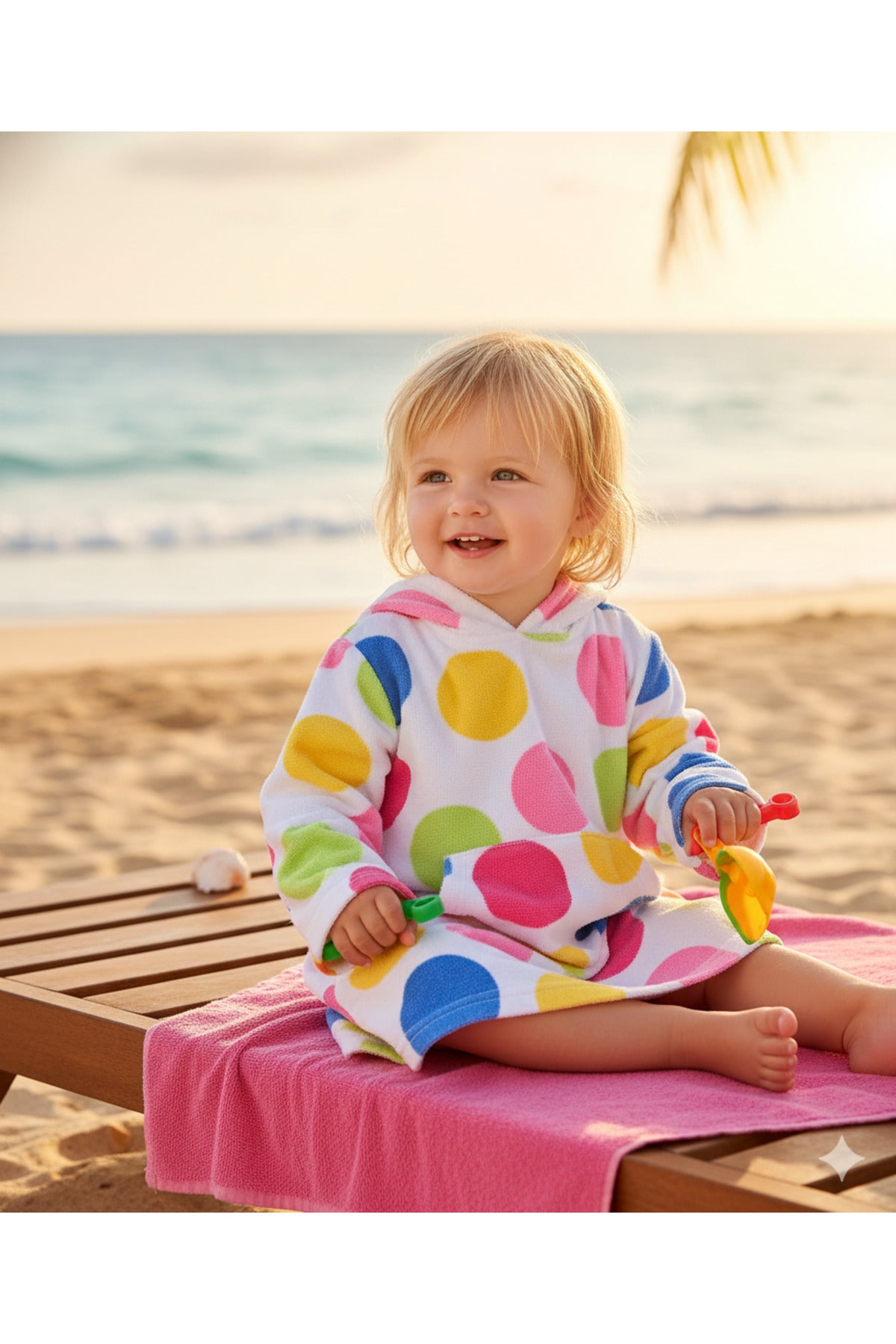 iplay, 6-12 Ay, Tek Beden, Organik Kadife Deniz Kapişonlu Havlu Hoddie 750150 046