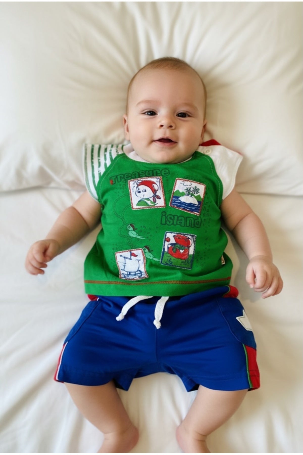 Andywawa 3-6 Ay, Tek Beden, Erkek Bebek Tshirt Şort Takım, 85342