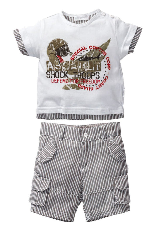 Andywawa 6-9 Ay, Tek Beden, Erkek Bebek Tshirt Bermuda Şort Takım, 35160 35162