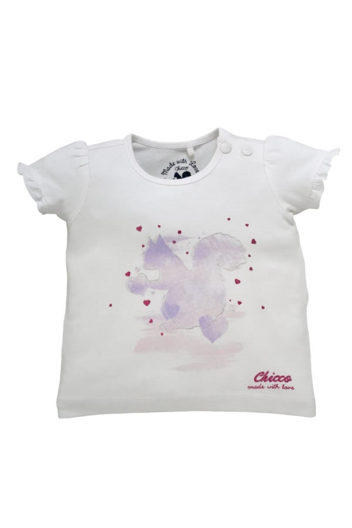 Chicco 12ay, 74 Cm, Tek Beden, Kız Bebek Beyaz Kısa Kollu T-shirt, 2601733