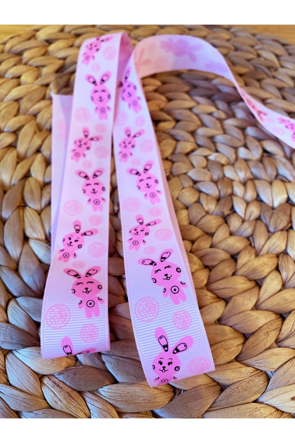 Baby Fehn, 2 ADET, toplam 2 metre, Rabbit pembe Grogen 2,5 cm Kurdela 1 metre 60672