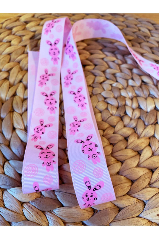 Baby Fehn, 2 ADET, toplam 2 metre, Rabbit pembe Grogen 2,5 cm Kurdela 1 metre 60672