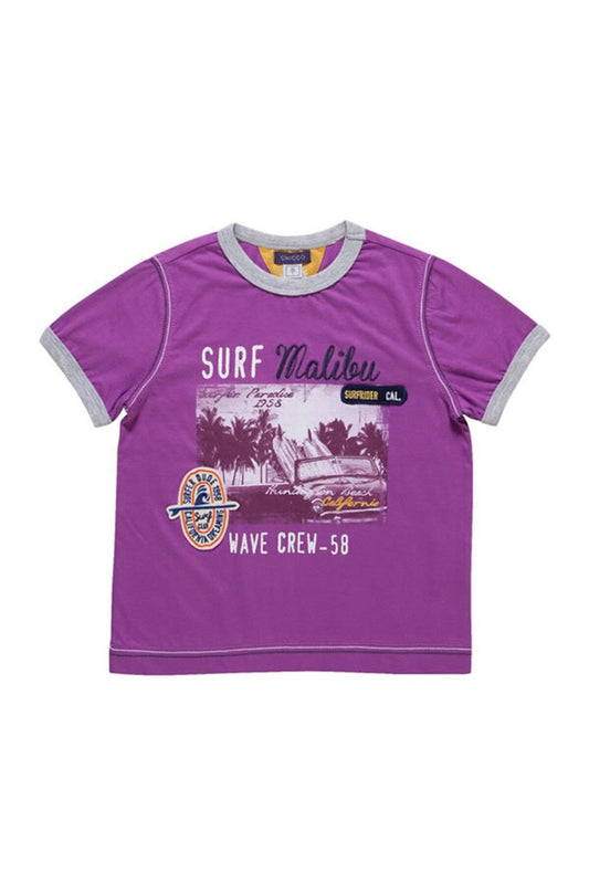 Chicco 15 Ay, Tek Beden, Erkek Bebek Mor Baskılı T-shirt, 4700182