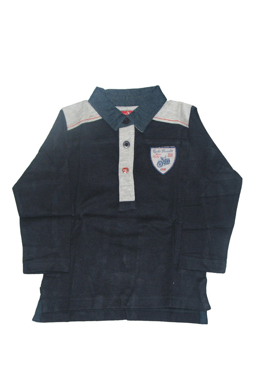 Chicco 15 Ay, Tek Beden, Erkek Bebek Lacivert Polo Yaka Uzun Kollu T-shirt, 3312785