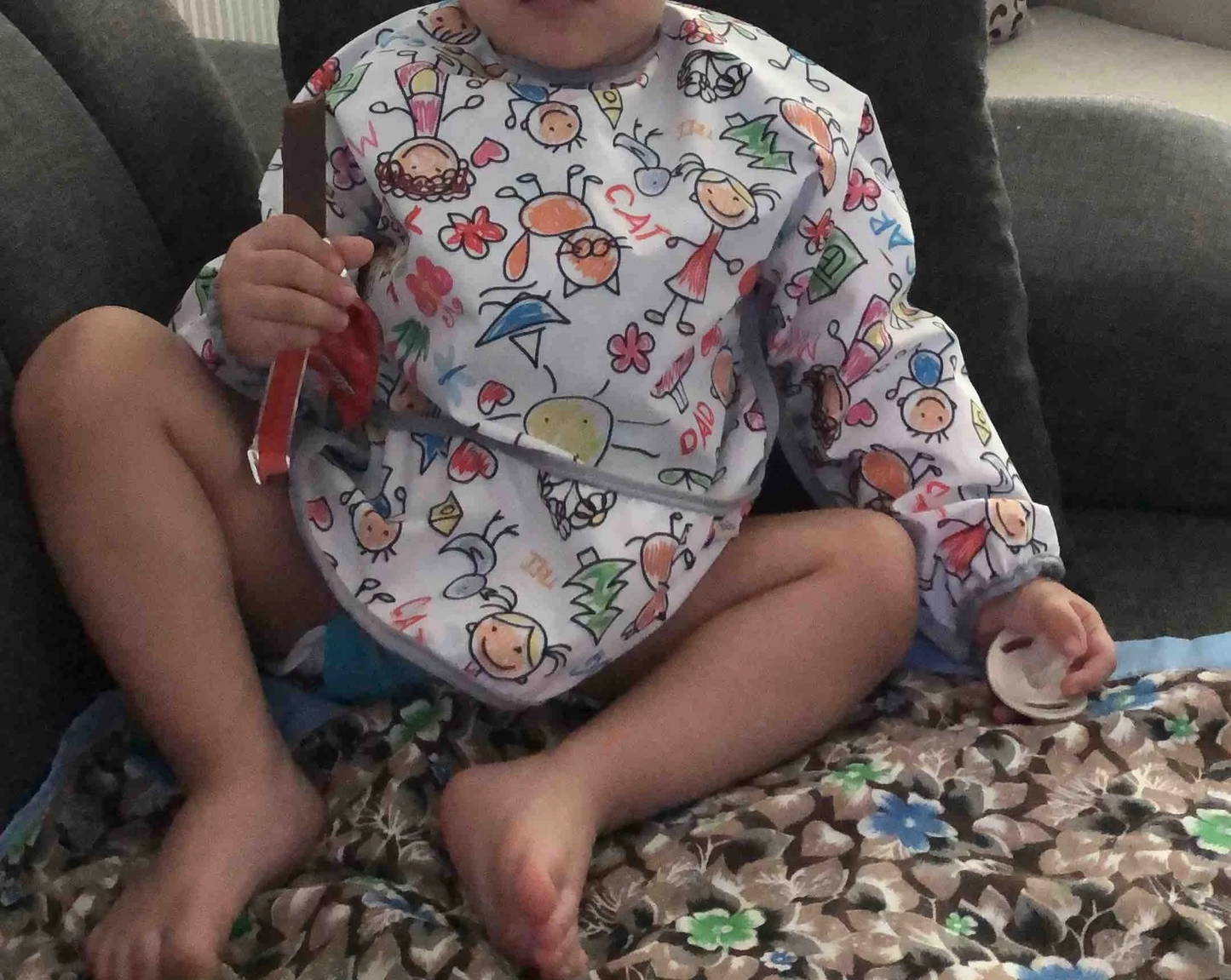 Family, Sıvı Geçirmeyen, Uzun Kollu, Cepli, Cırtlı Mama Önlüğü, Önlük, Çok Amaçlı Beslenme Önlüğü