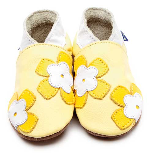 2226,Freya Pastel Yellow İnch Blue %100 Hakiki Deri, El Yapımı Bebek Çocuk Patik