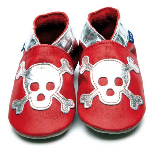 2599, Skull Red Silver İnch Blue %100 Hakiki Deri, El Yapımı Bebek Çocuk Patik