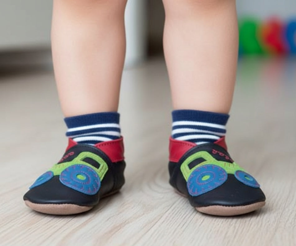 2649,Traktor Navy  İnch Blue %100 Hakiki Deri, El Yapımı Bebek Çocuk Patik