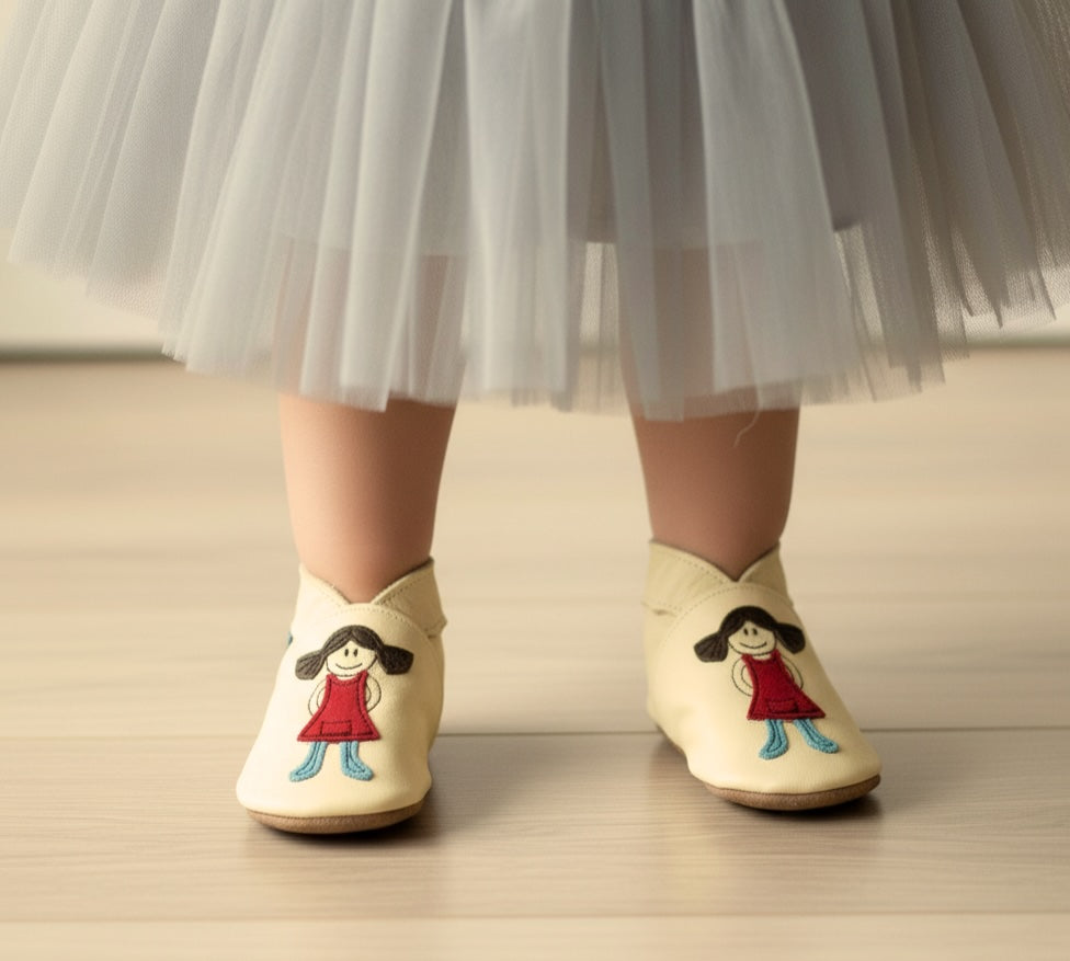 2655, Matilda Buttermilk İnch Blue %100 Hakiki Deri, El Yapımı Bebek Çocuk Patik