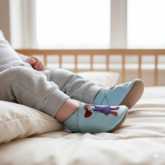 2656,Matilda Baby Blue, İnch Blue %100 Hakiki Deri, El Yapımı Bebek Çocuk Patik