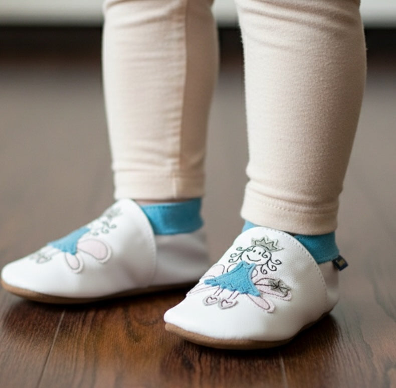 2751, Fairy Princess Blue İnch Blue %100 Hakiki Deri, El Yapımı Bebek Çocuk Patik