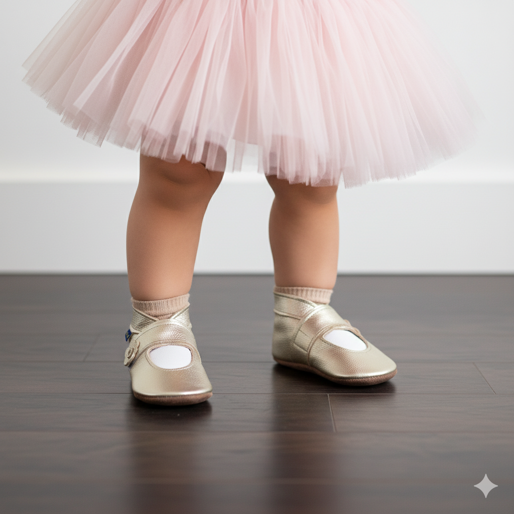 2853, Mary Jane Metalic Gold İnch Blue %100 Hakiki Deri, El Yapımı Bebek Çocuk Patik