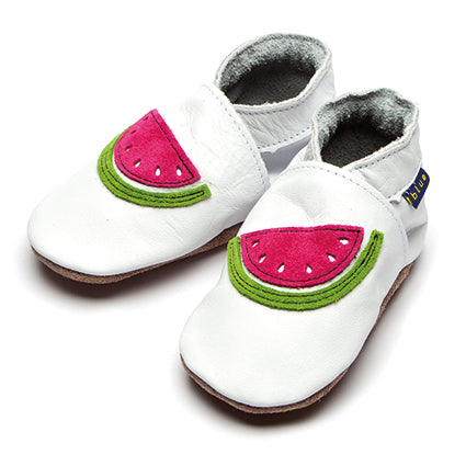 2866, Watermelon İnch Blue %100 Hakiki Deri, El Yapımı Bebek Çocuk Patik