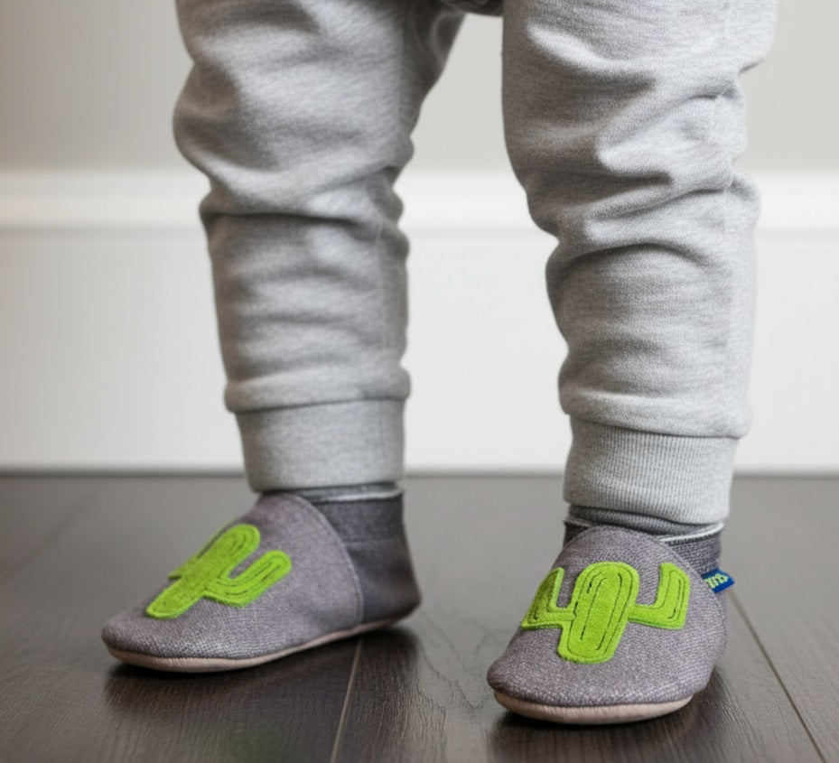 2883, Cactus Denium İnch Blue %100 Hakiki Deri, El Yapımı Bebek Çocuk Patik