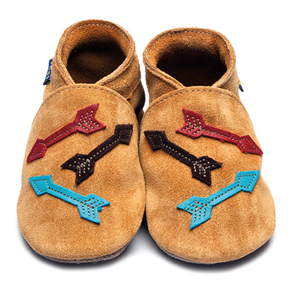 2885, Arrows Tan Sudede İnch Blue %100 Hakiki Deri, El Yapımı Bebek Çocuk Patik