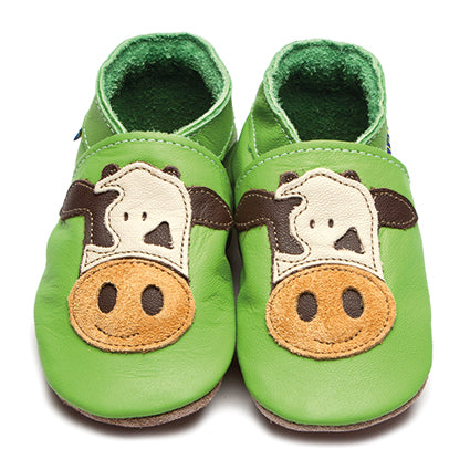 2893, Cow Green Inch Blue %100 Hakiki Deri, El Yapımı Bebek Çocuk Patik