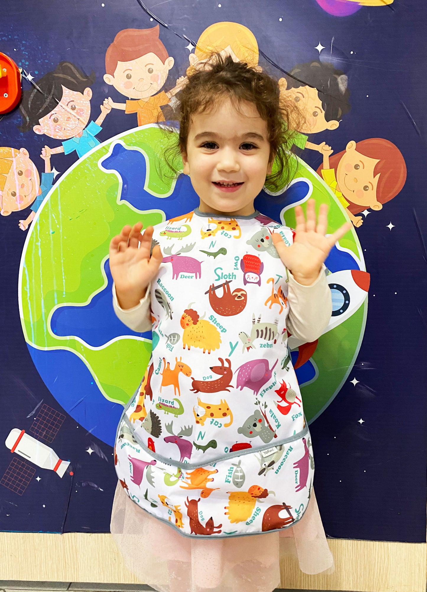 3-6 Yaş, Zoo, Sıvı Geçirmeyen, KISA Kollu, Belden Bağcıklı, Cepli, Cırtlı Mama Önlüğü, Önlük, Çok Amaçlı Beslenme Önlüğü