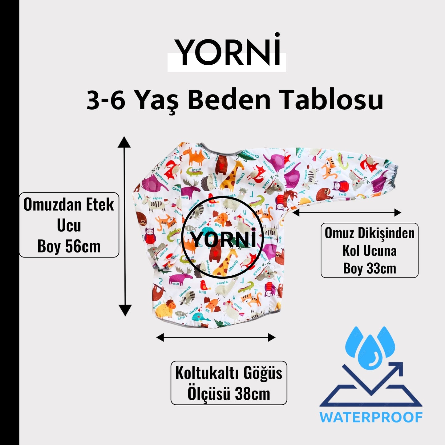 Zoo, Sıvı Geçirmez, Cırtlı, Uzun Kollu Çocuk Faaliyet, Etkinlik, Aktivite, Boyama Önlüğü, Önlük