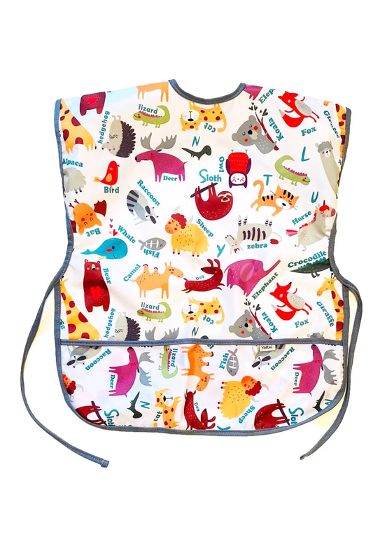 3-6 Yaş, Zoo, Sıvı Geçirmeyen, KISA Kollu, Belden Bağcıklı, Cepli, Cırtlı Mama Önlüğü, Önlük, Çok Amaçlı Beslenme Önlüğü
