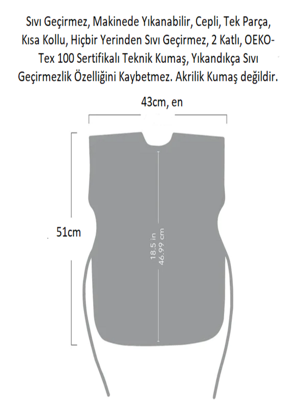 3-6 Yaş, Zoo, Sıvı Geçirmeyen, KISA Kollu, Belden Bağcıklı, Cepli, Cırtlı Mama Önlüğü, Önlük, Çok Amaçlı Beslenme Önlüğü