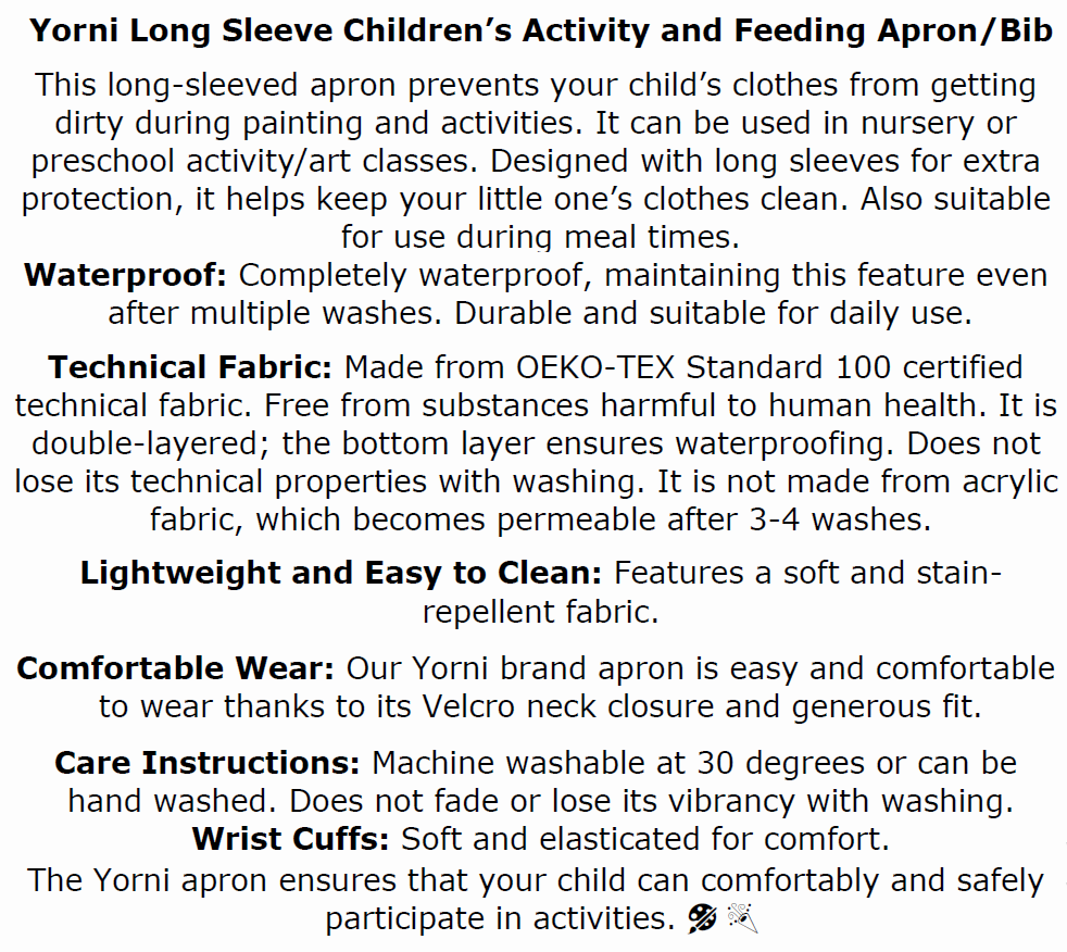 Family, Sıvı Geçirmez, Cırtlı, Uzun Kollu Çocuk Faaliyet, Etkinlik, Aktivite, Boyama Önlüğü, Önlük