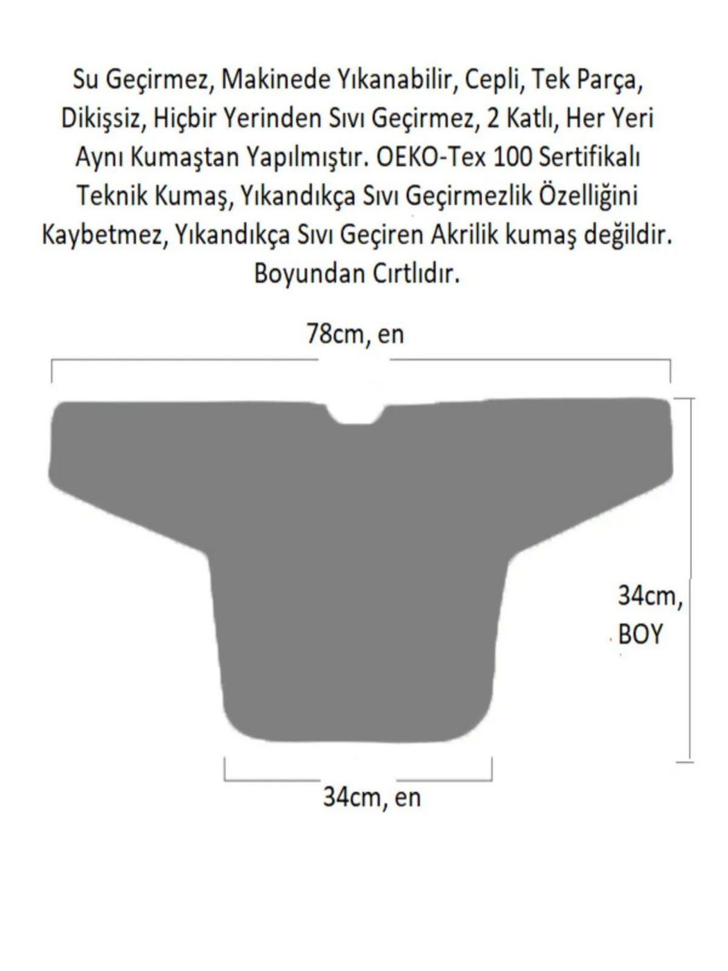 Zoo, Sıvı Geçirmeyen, Uzun Kollu, Cepli, Cırtlı Mama Önlüğü, Önlük, Çok Amaçlı Beslenme Önlüğü