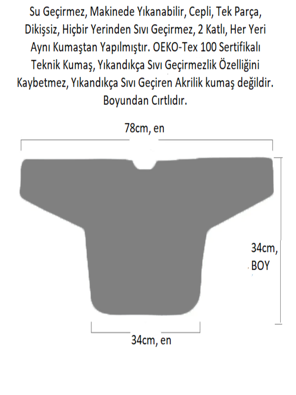 Ocean, Sıvı Geçirmeyen, Uzun Kollu, Cepli, Cırtlı Mama Önlüğü, Önlük, Çok Amaçlı Beslenme Önlüğü
