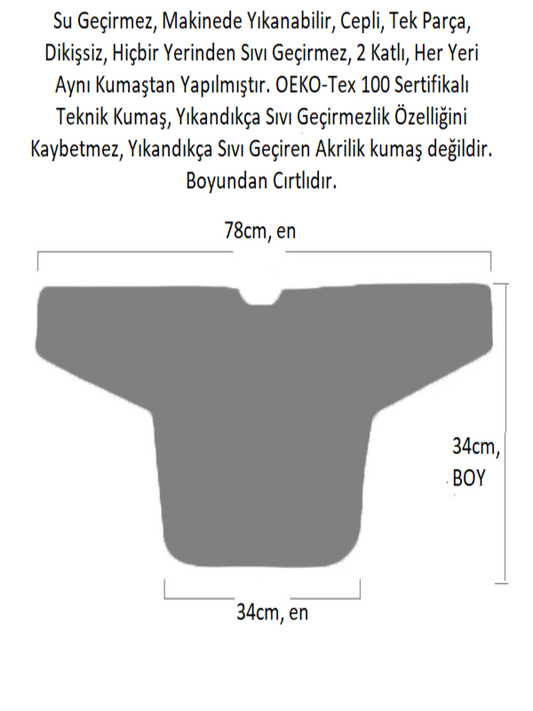 Jungle, Sıvı Geçirmeyen, Uzun Kollu, Cepli, Cırtlı Mama Önlüğü, Önlük, Çok Amaçlı Beslenme Önlüğü