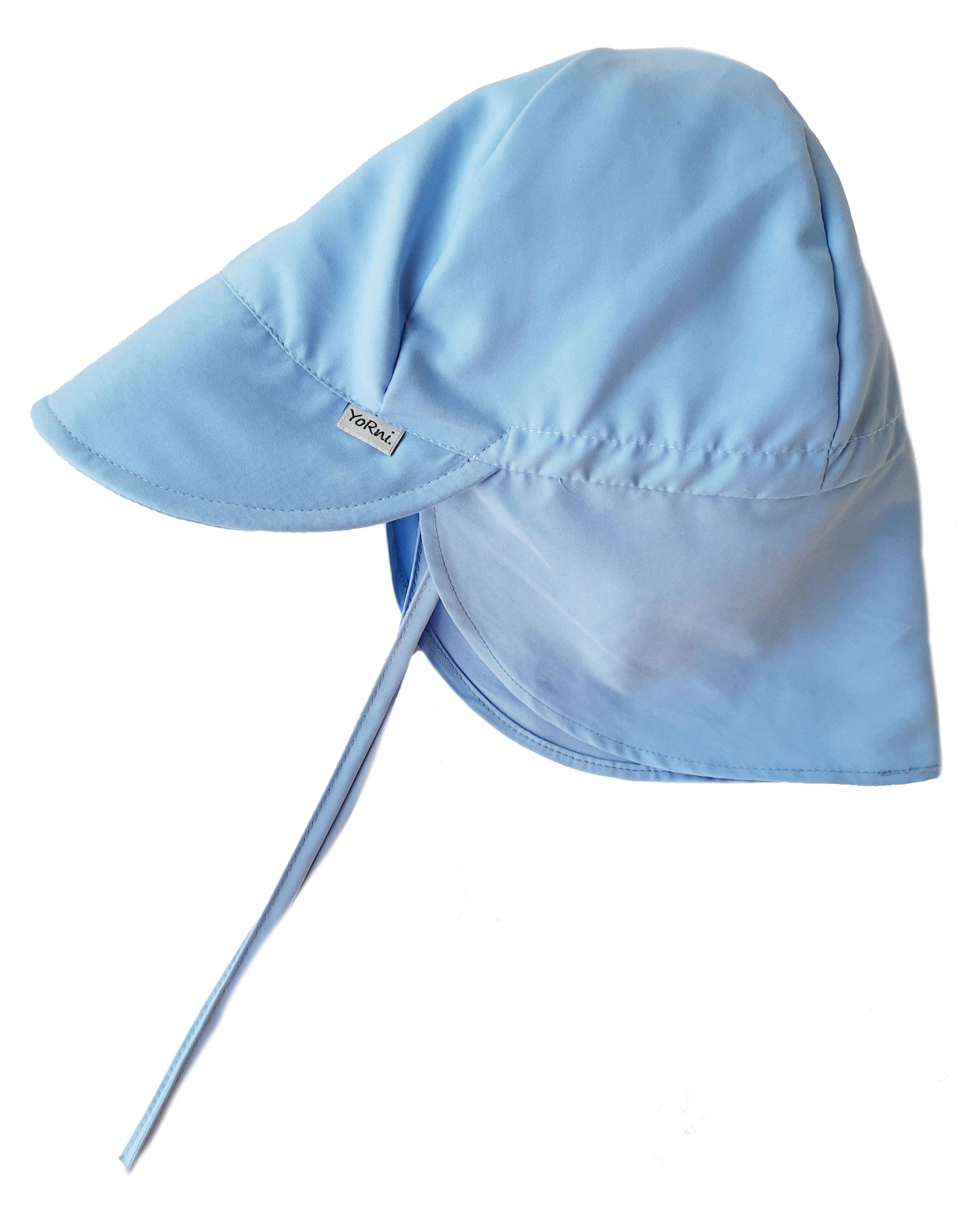 Mavi, Ense Korumalı, Boyundan Bağlamalı, Arkası Ayar Tokalı, Astarlı Çocuk Bebek Güneş Şapka