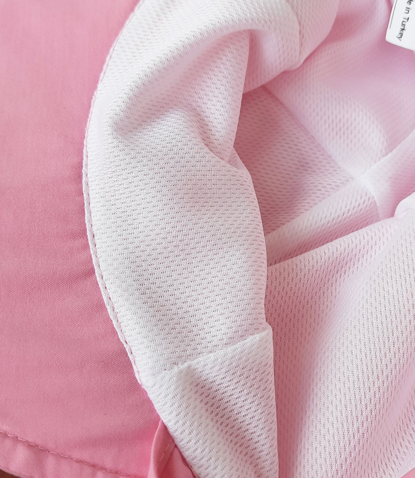 Pembe, Ense Korumalı, Boyundan Bağlamalı, Arkası Ayar Tokalı, Astarlı Çocuk Bebek Güneş Şapka