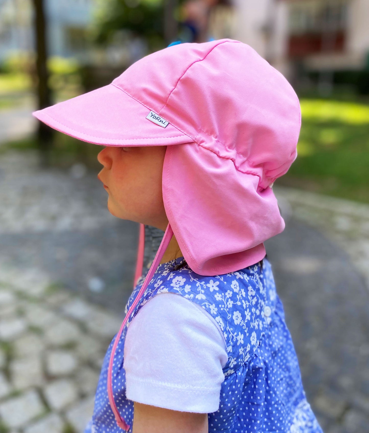 Pembe, Ense Korumalı, Boyundan Bağlamalı, Arkası Ayar Tokalı, Astarlı Çocuk Bebek Güneş Şapka