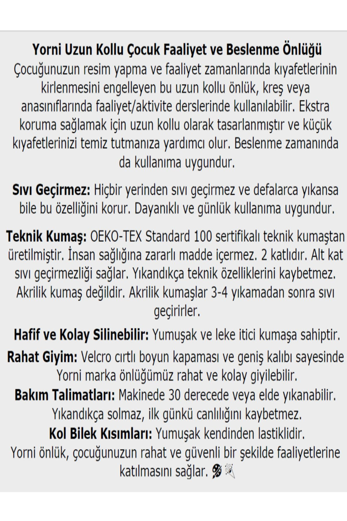 7-11 Yaş, Jungle, Sıvı Geçirmez, Ekstra Büyük Kalıp, Cırtlı, Uzun Kollu Çocuk Faaliyet Aktivite Boyama Önlüğü