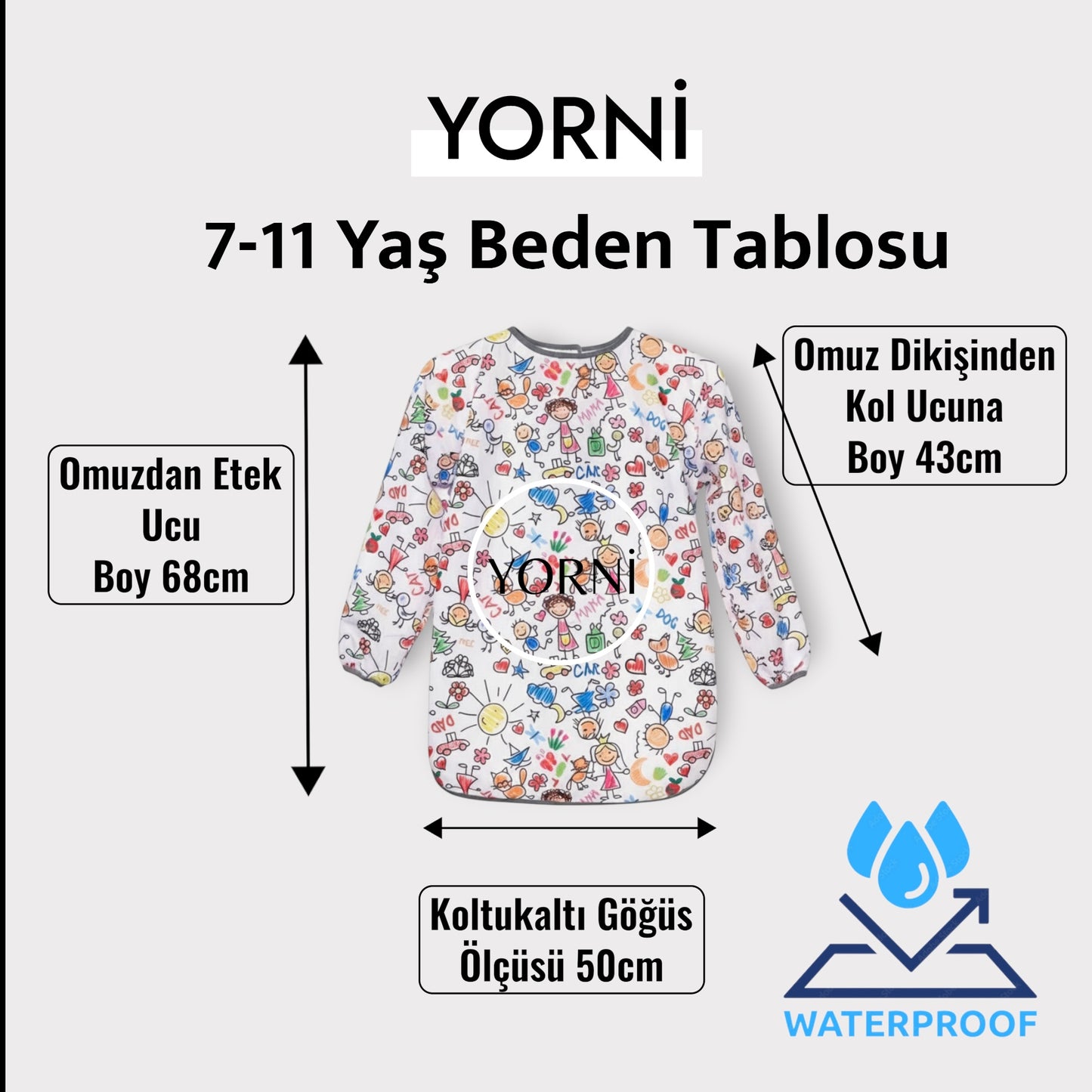 Family, Sıvı Geçirmez, Cırtlı, Uzun Kollu Çocuk Faaliyet, Etkinlik, Aktivite, Boyama Önlüğü, Önlük