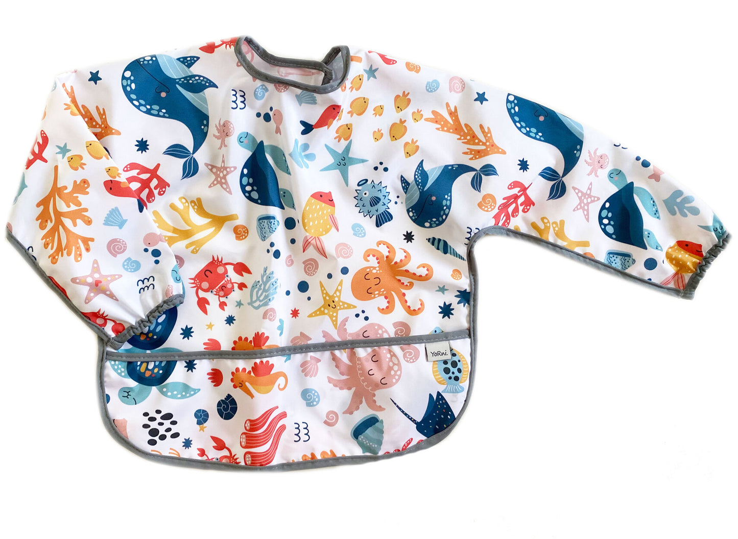 Ocean, Sıvı Geçirmeyen, Uzun Kollu, Cepli, Cırtlı Mama Önlüğü, Önlük, Çok Amaçlı Beslenme Önlüğü