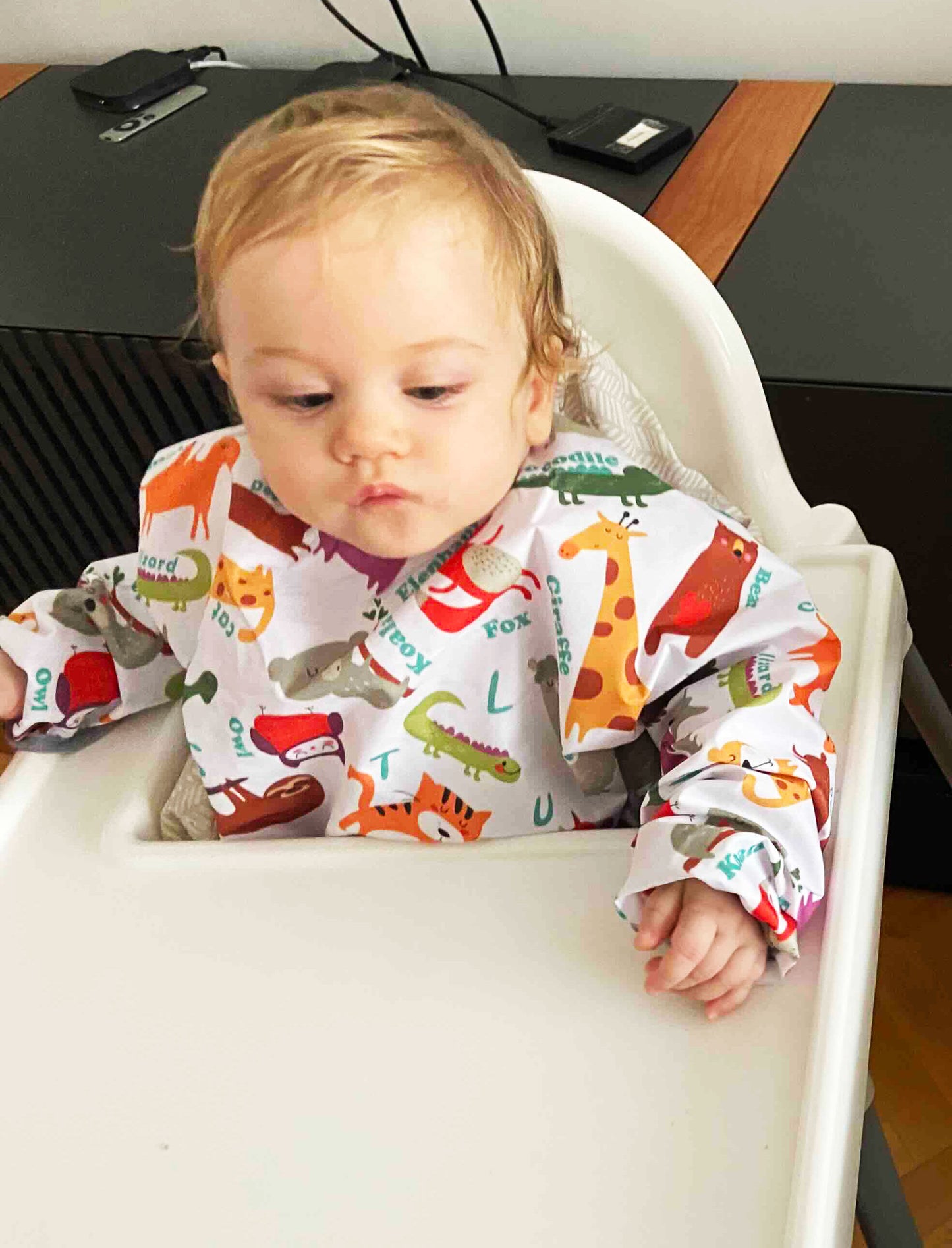 Zoo, Sıvı Geçirmeyen, Uzun Kollu, Cepli, Cırtlı Mama Önlüğü, Önlük, Çok Amaçlı Beslenme Önlüğü