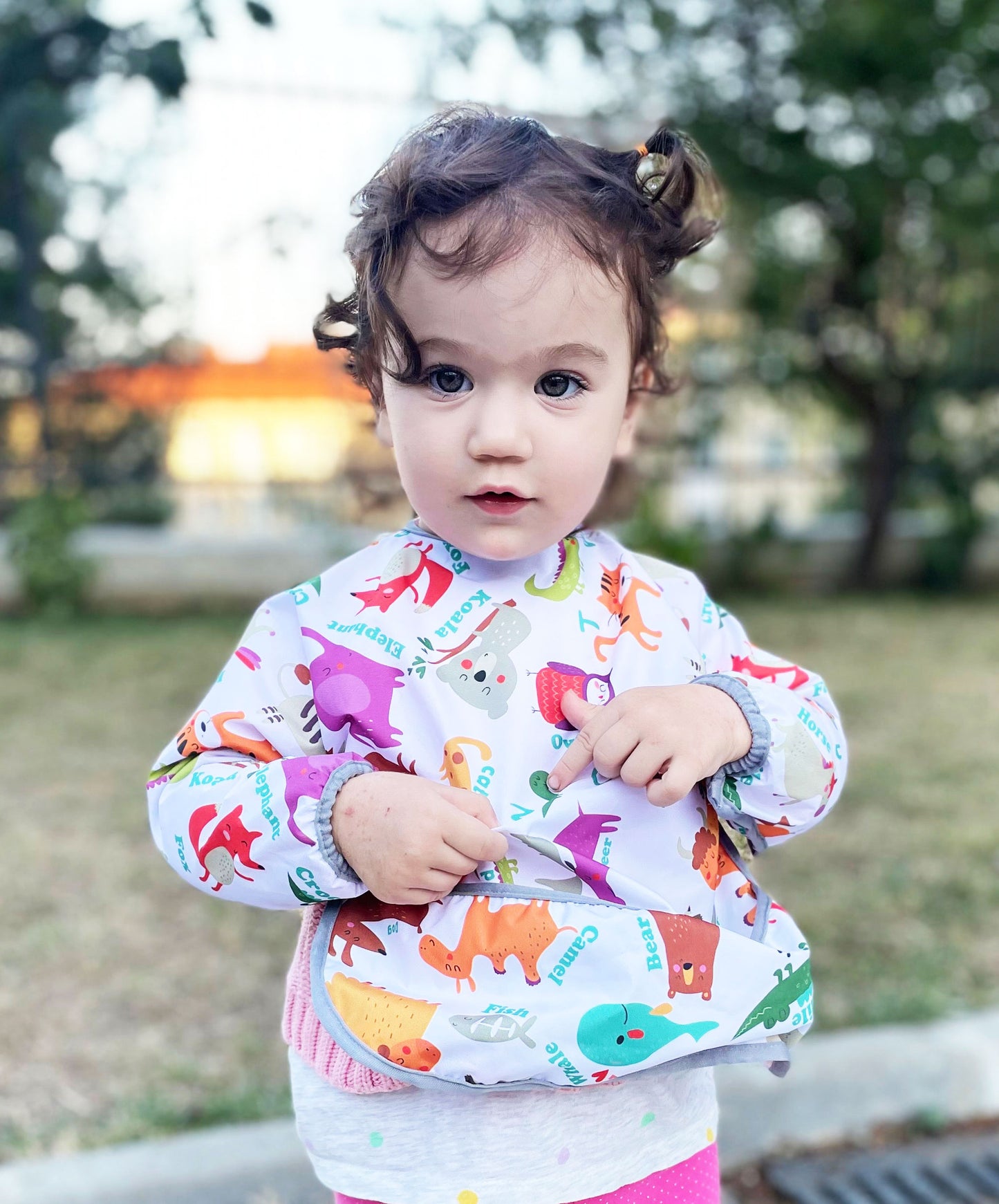 Zoo, Sıvı Geçirmeyen, Uzun Kollu, Cepli, Cırtlı Mama Önlüğü, Önlük, Çok Amaçlı Beslenme Önlüğü