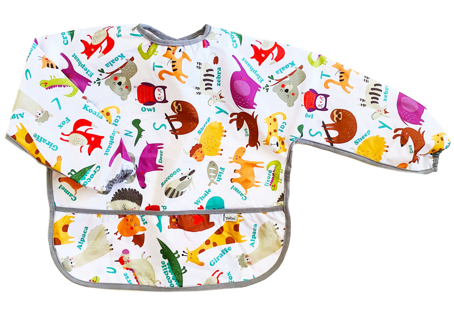 Zoo, Sıvı Geçirmeyen, Uzun Kollu, Cepli, Cırtlı Mama Önlüğü, Önlük, Çok Amaçlı Beslenme Önlüğü