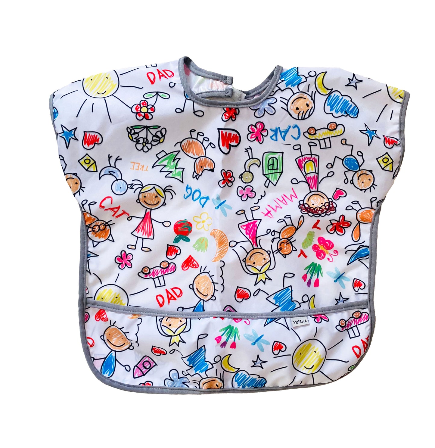 1-3 Yaş, Family, Sıvı Geçirmeyen, KISA Kollu, Cepli, Cırtlı Mama Önlüğü, Önlük, Çok Amaçlı Beslenme Önlüğü