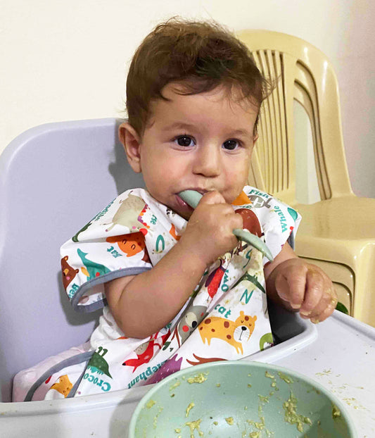 1-3 Yaş, Zoo, Sıvı Geçirmeyen, KISA Kollu, Cepli, Cırtlı Mama Önlüğü, Önlük, Çok Amaçlı Beslenme Önlüğü