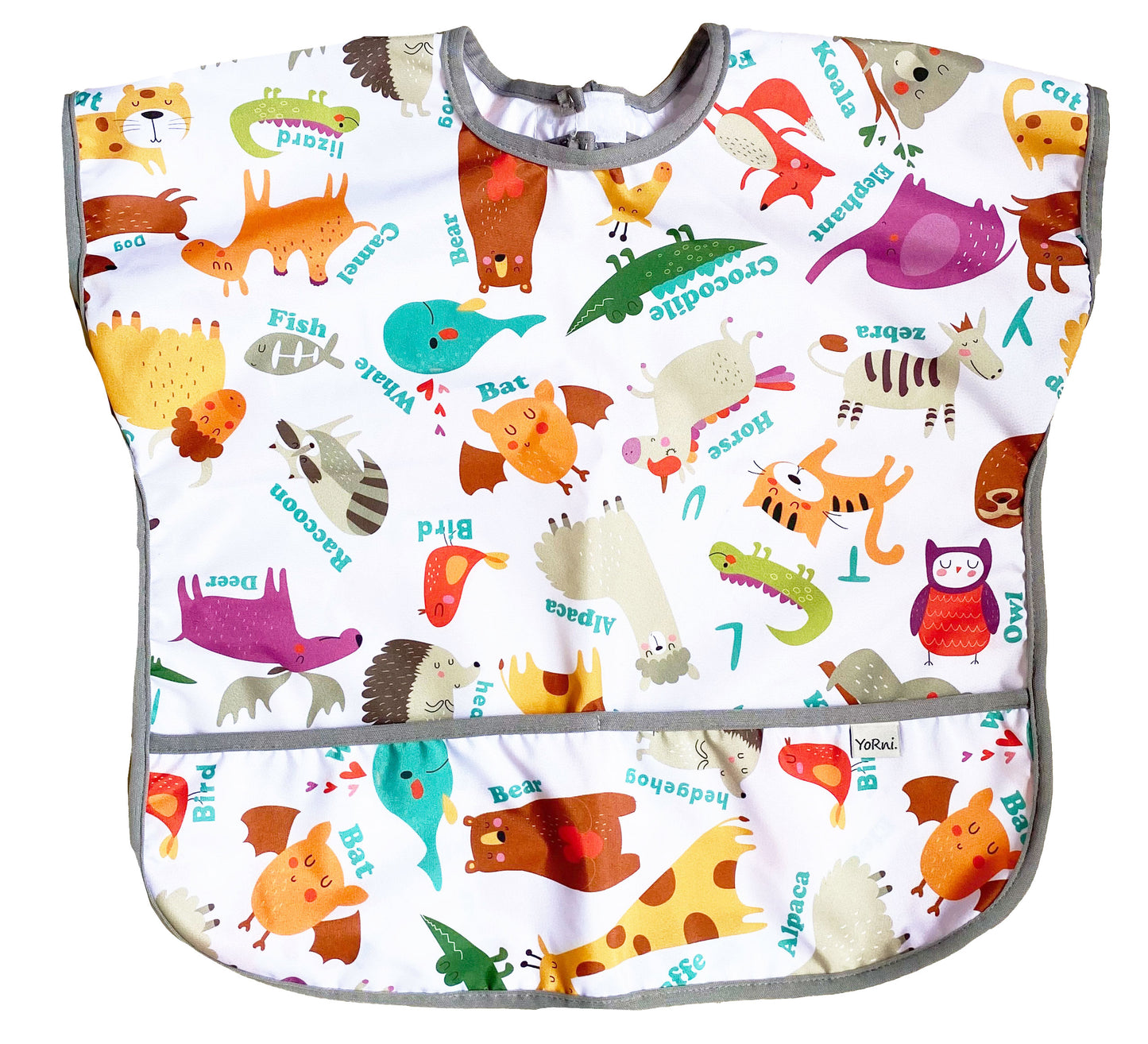 1-3 Yaş, Zoo, Sıvı Geçirmeyen, KISA Kollu, Cepli, Cırtlı Mama Önlüğü, Önlük, Çok Amaçlı Beslenme Önlüğü