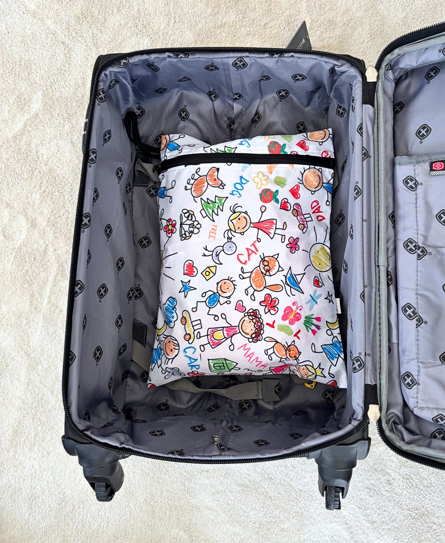 Family, Sıvı Geçirmeyen, Islak/Kuru Çok Amaçlı Çanta, Fermuarlı, Makinede Yıkanabilir, Islak Mayo, Kirli Kıyafet, Organizer vs için