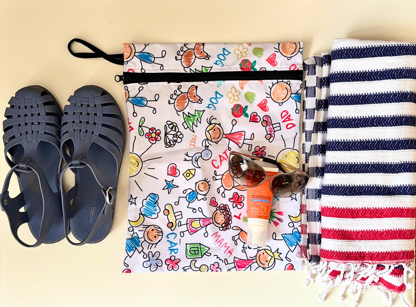 Family, Sıvı Geçirmeyen, Islak/Kuru Çok Amaçlı Çanta, Fermuarlı, Makinede Yıkanabilir, Islak Mayo, Kirli Kıyafet, Organizer vs için